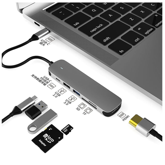 PREVO C605A USB Type-C 6-In-1 Hub with HDMI-USB Hubs-Gigante Computers