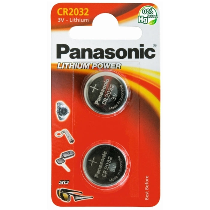 Panasonic Lithium Pack of 2 Coin Cell CR2032 Batteries-Batteries Power Banks-Gigante Computers