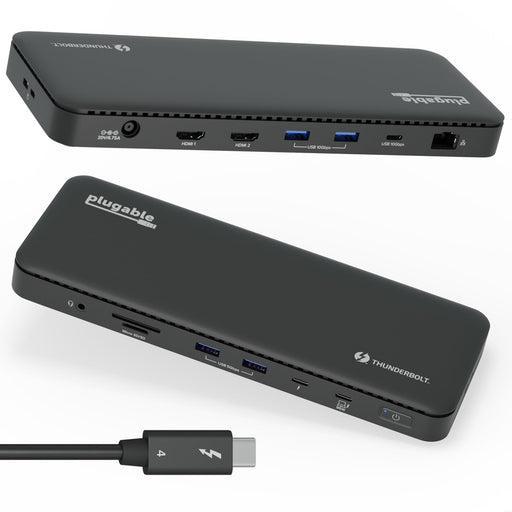 Plugable TBT4-UD5 ThunderBolt 4 Dual Monitor (2x 4K or 1x 8K) 96W USB-C PD Docking Station-Laptop Docks-Gigante Computers