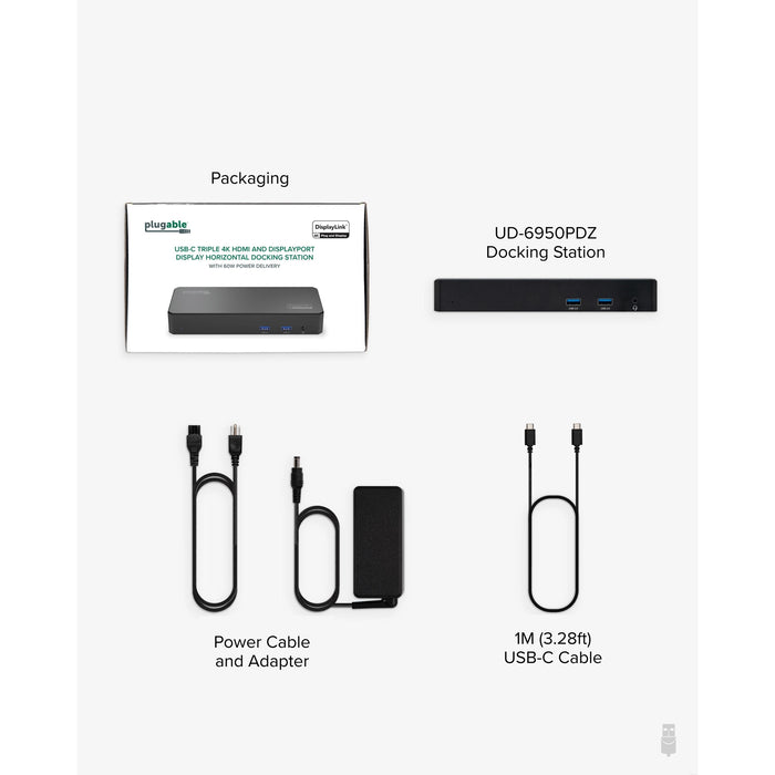 Plugable UD-6950PDZ USB-C Triple Monitor 4K 60W USB-C PD Docking Station-Laptop Docks-Gigante Computers