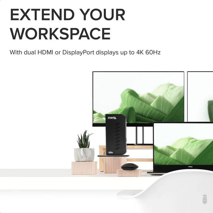 Plugable UD-6950Z Universal Dual Monitor 4K USB-A/USB-C DisplayLink Certified Docking Station-Laptop Docks-Gigante Computers