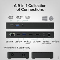 Plugable UD-MSTH2 USB-C Dual HDMI 4K 65W USB-C PD Driverless Docking Station-Laptop Docks-Gigante Computers