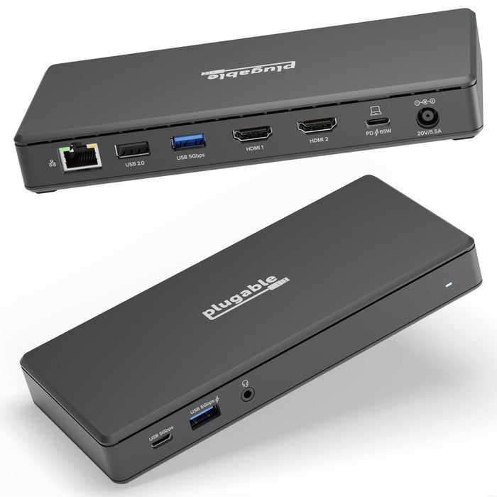 Plugable UD-MSTH2 USB-C Dual HDMI 4K 65W USB-C PD Driverless Docking Station-Laptop Docks-Gigante Computers