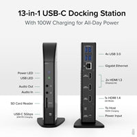 Plugable UD-ULTCDL USB-C Triple Monitor 4K 96W USB-C PD DisplayLink Certified Docking Station-Laptop Docks-Gigante Computers