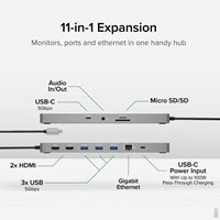 Plugable USBC-11IN1E 11 in 1 Portable USB-C Ethernet Docking Station-Laptop Docks-Gigante Computers