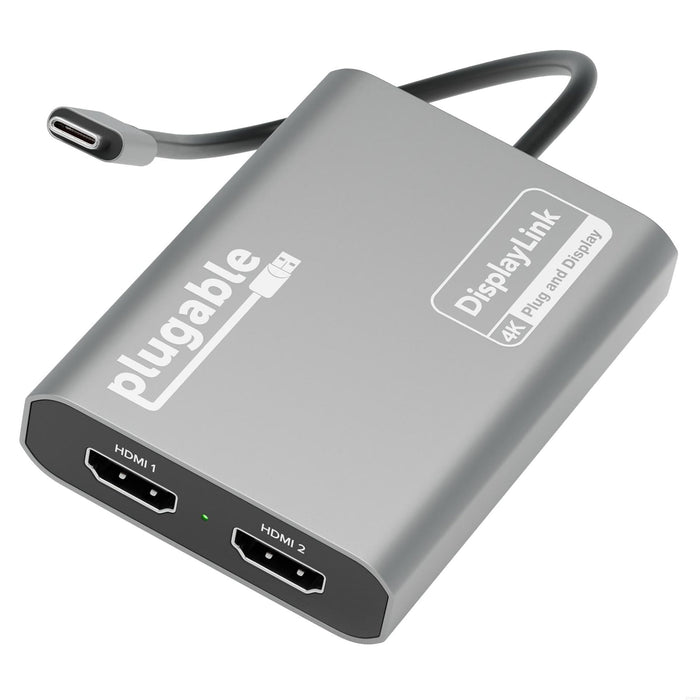 Plugable USBC-6950M Portable USB-C to Dual 4K DisplayLink Certified HDMI Adapter-Laptop Docks-Gigante Computers