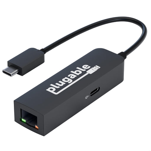 Plugable USBC-E2500PD USB-C to 2.5GbE Gigabit Ethernet Adapter with USB-C PD Charging-Networking-Gigante Computers