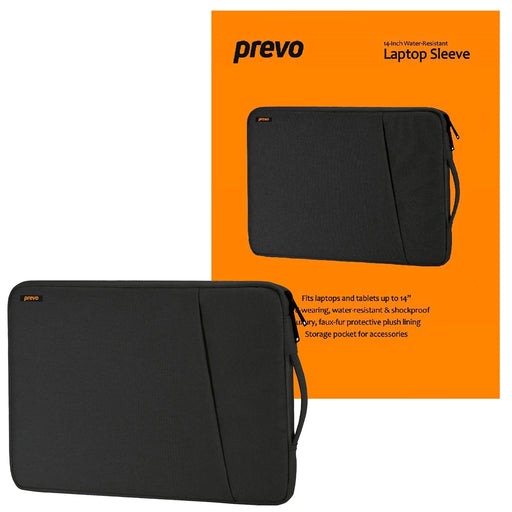 Prevo 14 Inch Laptop Sleeve, Side Pocket, Cushioned Lining, Black-Carry Cases-Gigante Computers