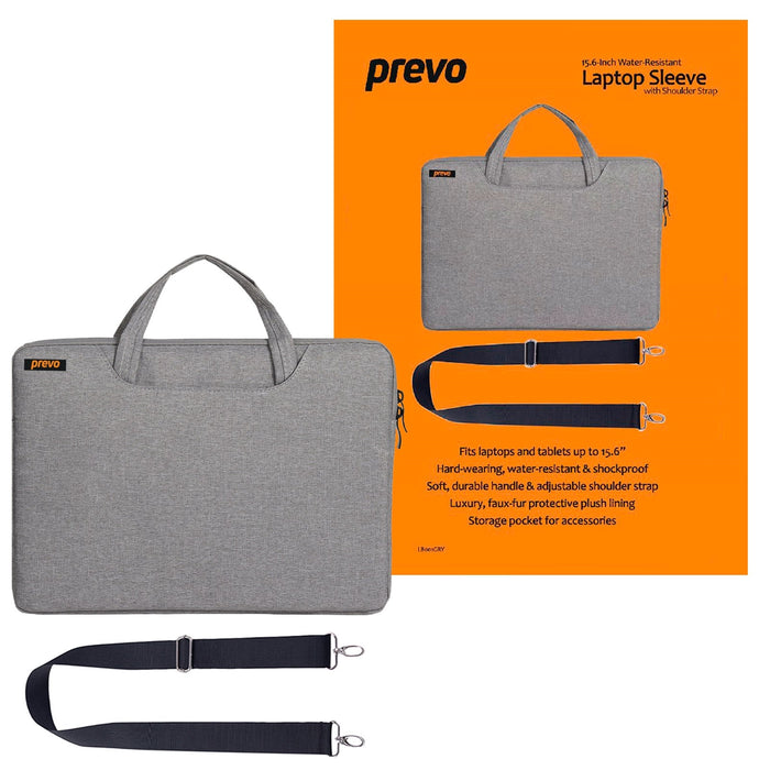 Prevo 15.6 Inch Laptop Bag, Cushioned Lining, With Shoulder Strap, Light Grey-Carry Cases-Gigante Computers