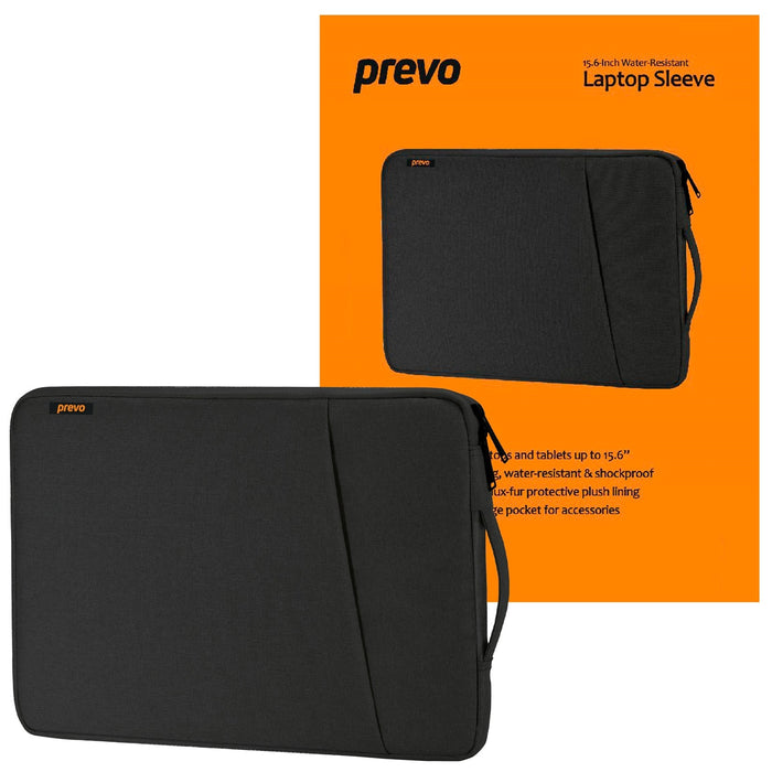 Prevo 15.6 Inch Laptop Sleeve, Side Pocket, Cushioned Lining, Black-Carry Cases-Gigante Computers