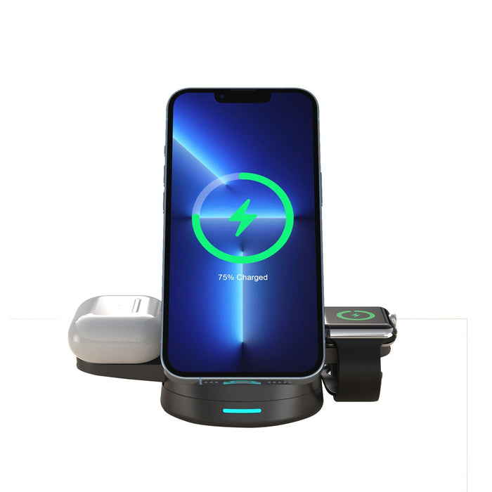 Prevo 3-in-1 25W Magnetic Wireless Charging Station for Smartphones, Smartwatches & Wireless Earbuds-Batteries-Gigante Computers