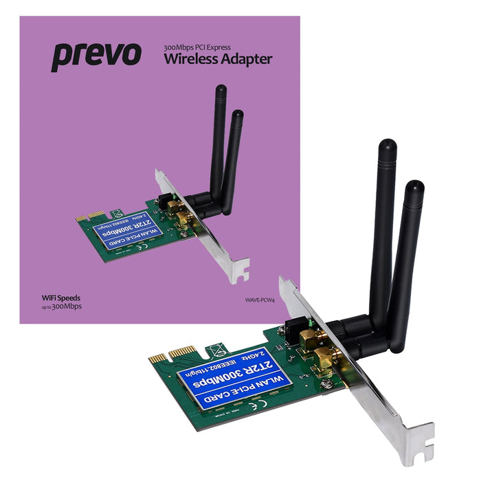 Prevo 300mbps PCI Express Wireless Adapter with Additional Low Profile Bracket-Networking-Gigante Computers