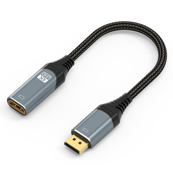 Prevo DPM-HDMIF-ADA Display Converter Adapter, DisplayPort (M) to HDMI (F), 0.2m, Black & Silver, DisplayPort 1.4 & HDMI 2.0, Supports up to 4K@60Hz, Braided Cable, Retail Box Packaging-Cables-Gigante Computers