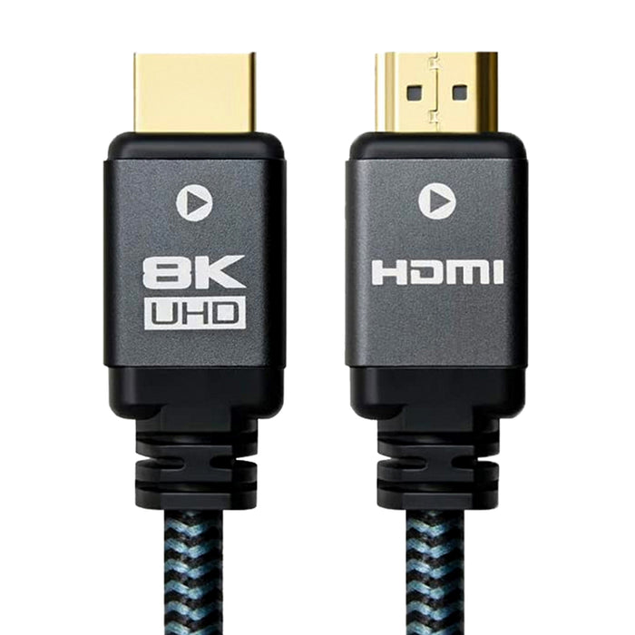 Prevo HDMI-2.1-3M HDMI Cable, HDMI 2.1 (M) to HDMI 2.1 (M), 3m, Black & Grey, Supports Displays up to 8K@60Hz, 99.9% Oxygen-Free Copper with Gold-Plated Connectors, Superior Design & Performance, Retail Box Packaging-Cables-Gigante Computers