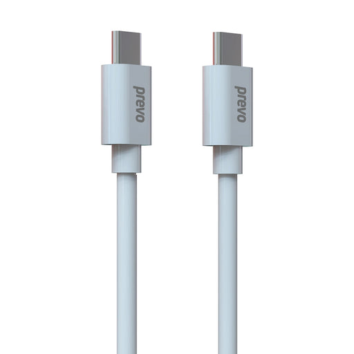 Prevo USB 2.0 60W C to C PVC cable, 20V/3A, 480Mbps, Injection moulding + PVC, White, Superior Design & Perfornance, Retail Box Packaging-Cables-Gigante Computers