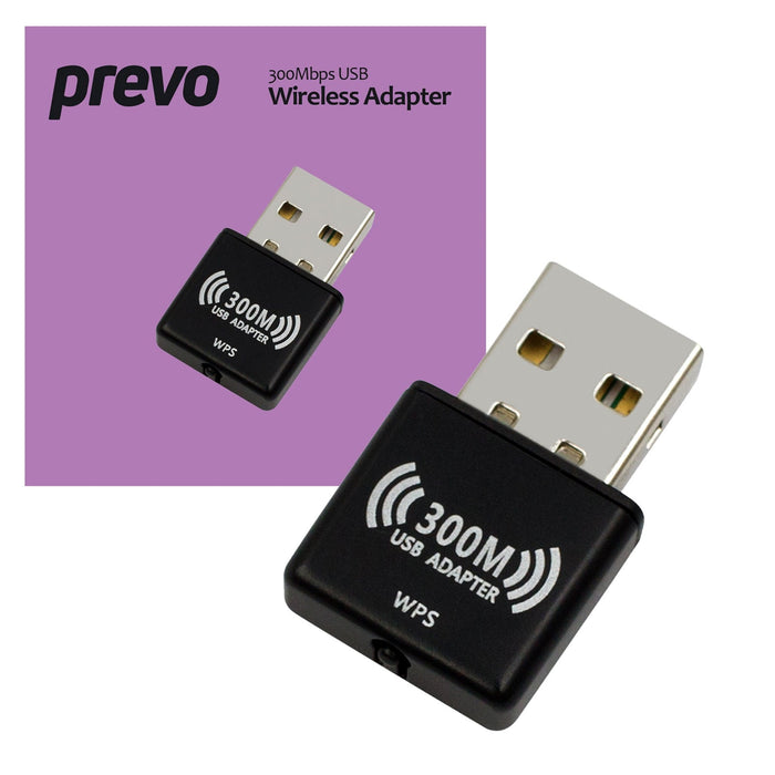 Prevo USBW4 300Mbps USB Wireless Network Adapter-Networking-Gigante Computers