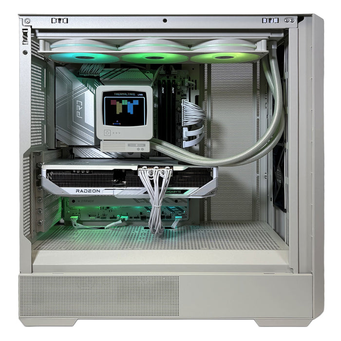RETRO Gaming Build. Thermal Take etro Case and 360mm Retro CPU Cooler, AMD Ryzen 7 7700X3D, 32GB DDR5, WiFI 7, AMD 9070 XT ICE, 1TB NVMe, Windows 11 Home-System Builds-Gigante Computers
