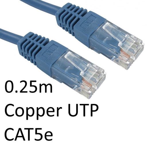 RJ45 (M) to RJ45 (M) CAT5e 0.25m Blue OEM Moulded Boot Copper UTP Network Cable-Cables-Gigante Computers