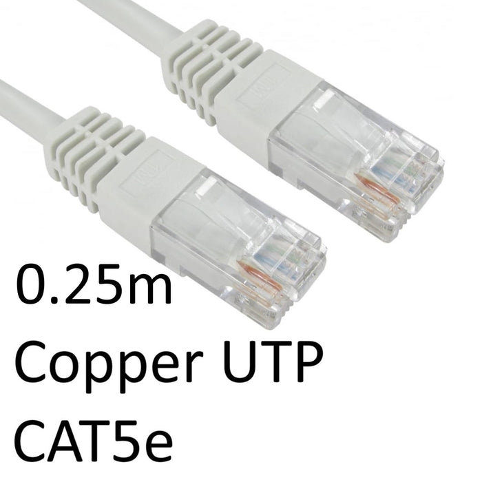 RJ45 (M) to RJ45 (M) CAT5e 0.25m White OEM Moulded Boot Copper UTP Network Cable-Cables-Gigante Computers