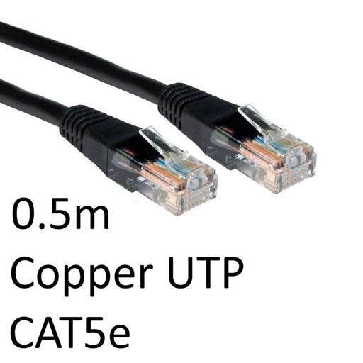 RJ45 (M) to RJ45 (M) CAT5e 0.5m Black OEM Moulded Boot Copper UTP Network Cable-Cables-Gigante Computers