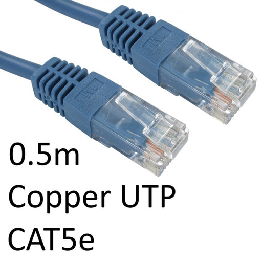 RJ45 (M) to RJ45 (M) CAT5e 0.5m Blue OEM Moulded Boot Copper UTP Network Cable-Cables-Gigante Computers