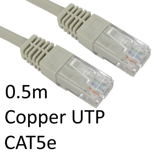 RJ45 (M) to RJ45 (M) CAT5e 0.5m Grey OEM Moulded Boot Copper UTP Network Cable-Cables-Gigante Computers
