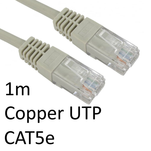 RJ45 (M) to RJ45 (M) CAT5e 1m Grey OEM Moulded Boot Copper UTP Network Cable-Network Cables-Gigante Computers