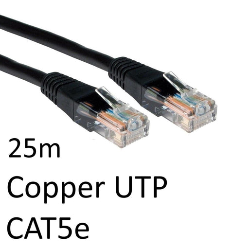 RJ45 (M) to RJ45 (M) CAT5e 25m Black OEM Moulded Boot Copper UTP Network Cable-Cables-Gigante Computers
