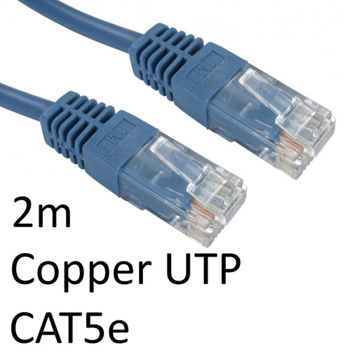 RJ45 (M) to RJ45 (M) CAT5e 2m Blue OEM Moulded Boot Copper UTP Network Cable-Cables-Gigante Computers
