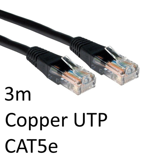 RJ45 (M) to RJ45 (M) CAT5e 3m Black OEM Moulded Boot Copper UTP Network Cable-Cables-Gigante Computers