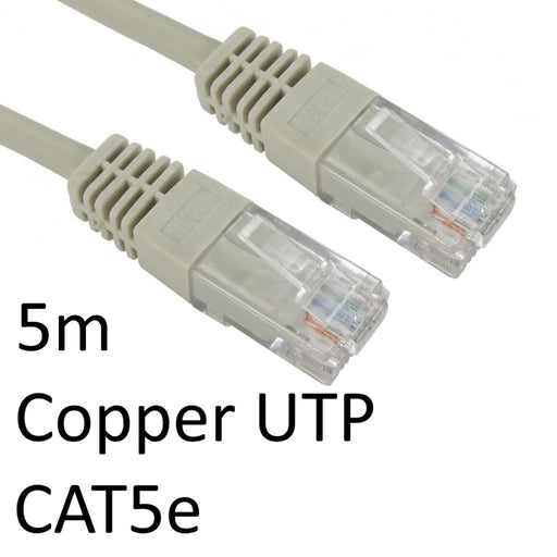 RJ45 (M) to RJ45 (M) CAT5e 5m Grey OEM Moulded Boot Copper UTP Network Cable-Network Cables-Gigante Computers