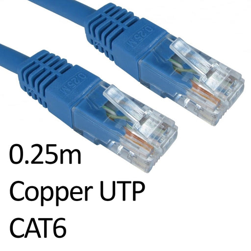 RJ45 (M) to RJ45 (M) CAT6 0.25m Blue OEM Moulded Boot Copper UTP Network Cable-Cables-Gigante Computers