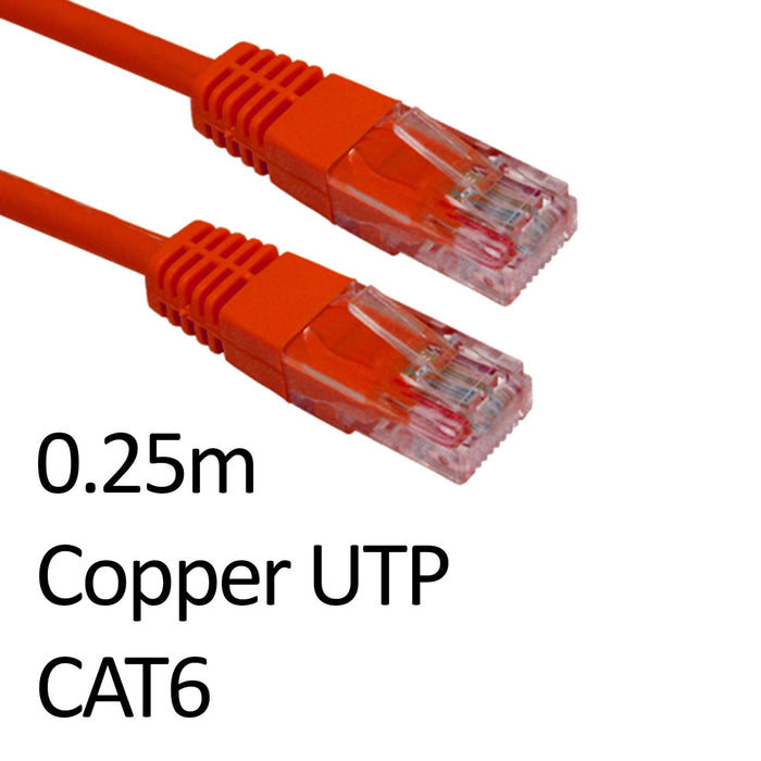 RJ45 (M) to RJ45 (M) CAT6 0.25m Red OEM Moulded Boot Copper UTP Network Cable-Cables-Gigante Computers