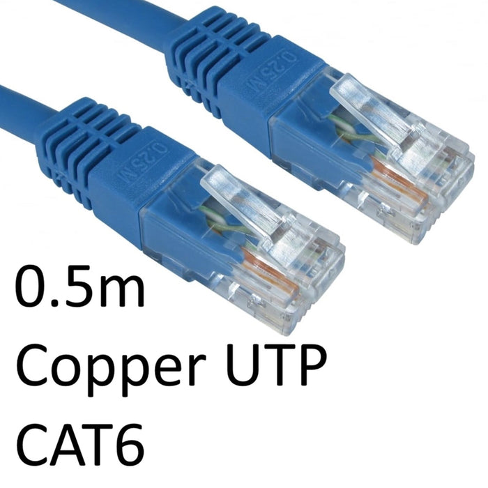 RJ45 (M) to RJ45 (M) CAT6 0.5m Blue OEM Moulded Boot Copper UTP Network Cable-Cables-Gigante Computers