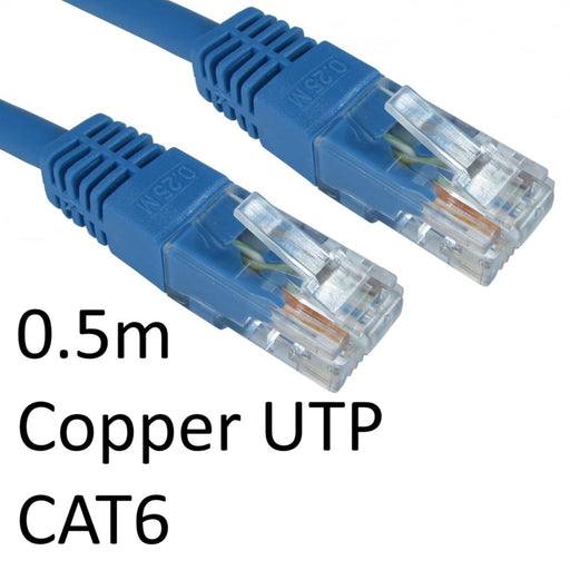 RJ45 (M) to RJ45 (M) CAT6 0.5m Blue OEM Moulded Boot Copper UTP Network Cable-Network Cables-Gigante Computers