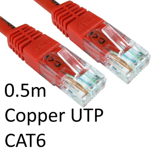 RJ45 (M) to RJ45 (M) CAT6 0.5m Red OEM Moulded Boot Copper UTP Network Cable-Cables-Gigante Computers