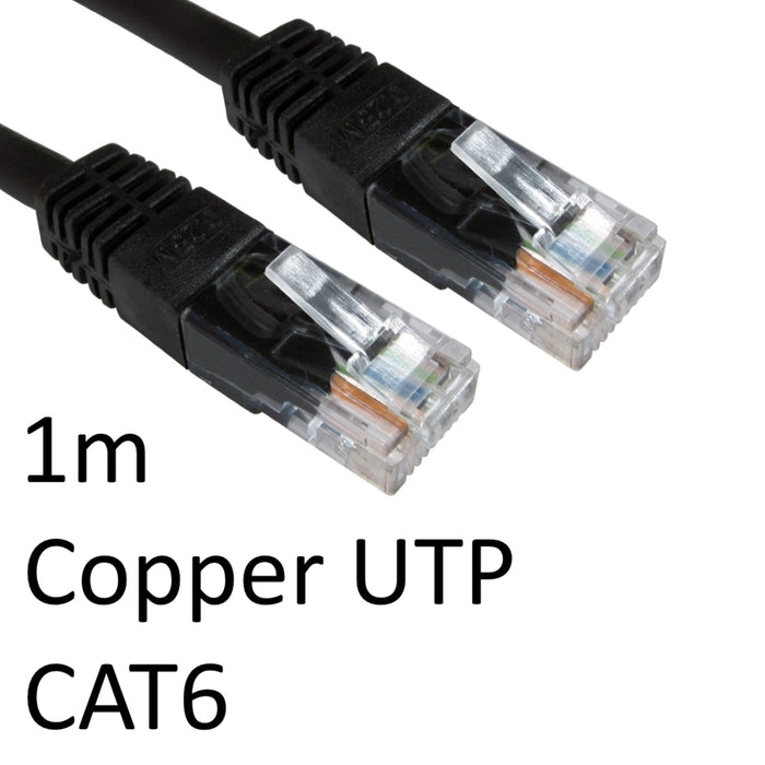 RJ45 (M) to RJ45 (M) CAT6 1m Black OEM Moulded Boot Copper UTP Network Cable-Cables-Gigante Computers