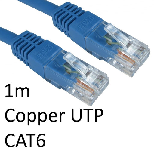 RJ45 (M) to RJ45 (M) CAT6 1m Blue OEM Moulded Boot Copper UTP Network Cable-Cables-Gigante Computers