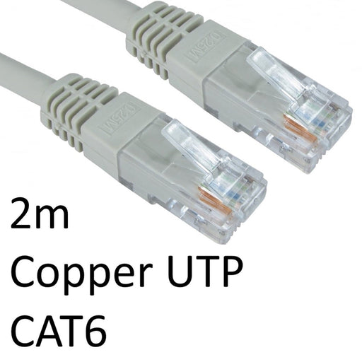 RJ45 (M) to RJ45 (M) CAT6 2m Grey OEM Moulded Boot Copper UTP Network Cable-Cables-Gigante Computers