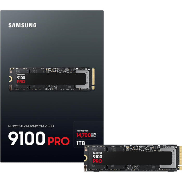 Samsung 9100 Pro(MZ-VAP1T0BW) 1TB SSD, PCIe 5.0 x4, NVMe 2.0 Interface, Up to 14,700 MB/s Read, Up to 13,300 MB/s Write, 5-year Limited Warranty or 600TBW Limited Warranty-Hard Drives-Gigante Computers