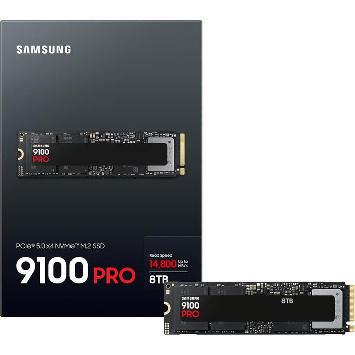 Samsung 9100 Pro(MZ-VAP8T0BW) 8TB SSD, PCIe 5.0 x4, NVMe 2.0 Interface, Up to 14,700 MB/s Read, Up to 13,300 MB/s Write, 5-year Limited Warranty or 600TBW Limited Warranty-Hard Drives-Gigante Computers