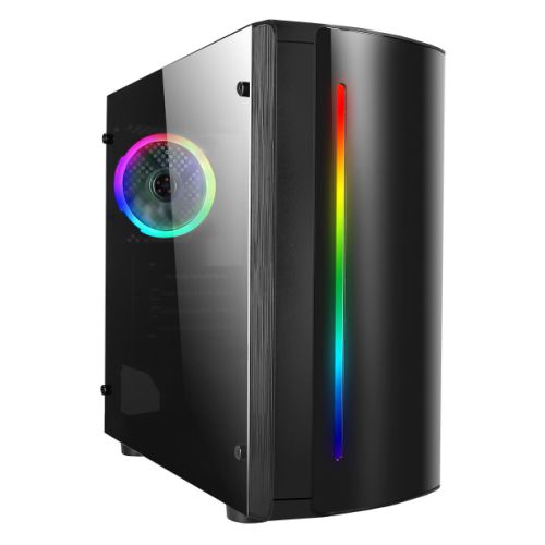 Spire Beam Gaming Case w/ Acrylic Window, Micro ATX, RGB Fan & Front Strip w/ Control Button, 240mm Radiator Support-Cases-Gigante Computers
