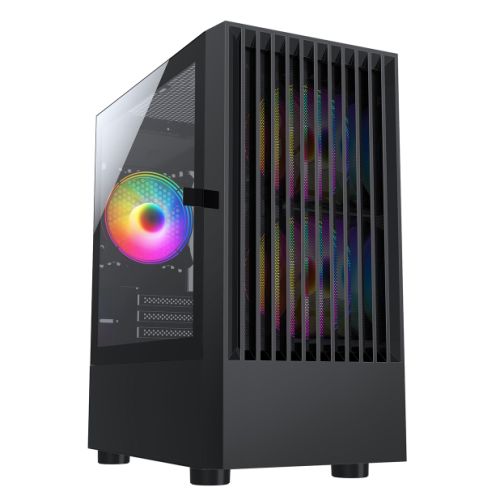 Spire Slammer Gaming Case w/ Glass Window, Micro ATX, Mesh Front, 3 ARGB Fans, LED Control Button, 240mm Radiator Support-Cases-Gigante Computers
