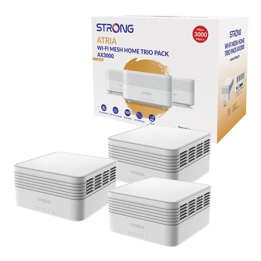 Strong MESHTRIAX3000UK AX3000 Whole Home Wi-Fi 6 Mesh System (3 Pack) - 5,000sq.ft Coverage-Networking-Gigante Computers