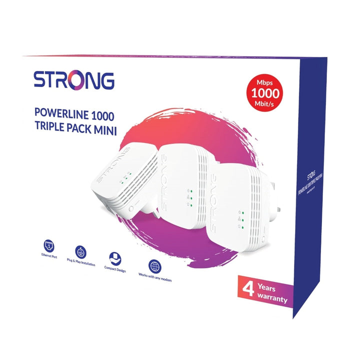 Strong POWERL1000TRIMINIUK AV1000 Mini Powerline Kit Triple Pack (3 Pack)-Networking-Gigante Computers