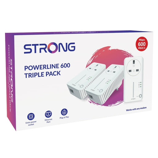 Strong POWERL600TRIUKV2 AV600 Passthrough Powerline Kit Triple Pack (3 Pack)-Networking-Gigante Computers