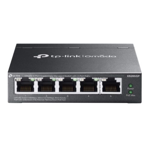 TP-LINK (ES205GP) Omada 5-Port Gigabit Easy Managed Switch with 4-Port PoE+, 5x GB Ports, Metal Casing-Switches-Gigante Computers