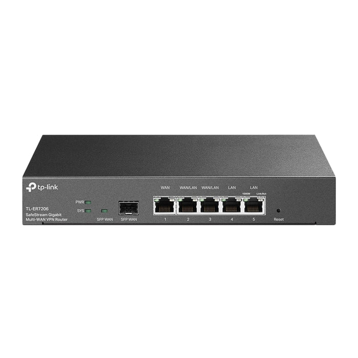 TP-LINK (TL-ER7206) SafeStream Gigabit Multi-WAN VPN Router, Omada SDN, 5x GB LAN, Up to 4x WAN, SFP Port, Abundant Security Features-Routers-Gigante Computers