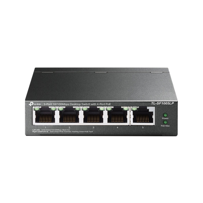 TP-LINK (TL-SF1005P) 5-Port 10/100 Unmanaged Desktop Switch, 4 Port PoE, Steel Case-Switches-Gigante Computers