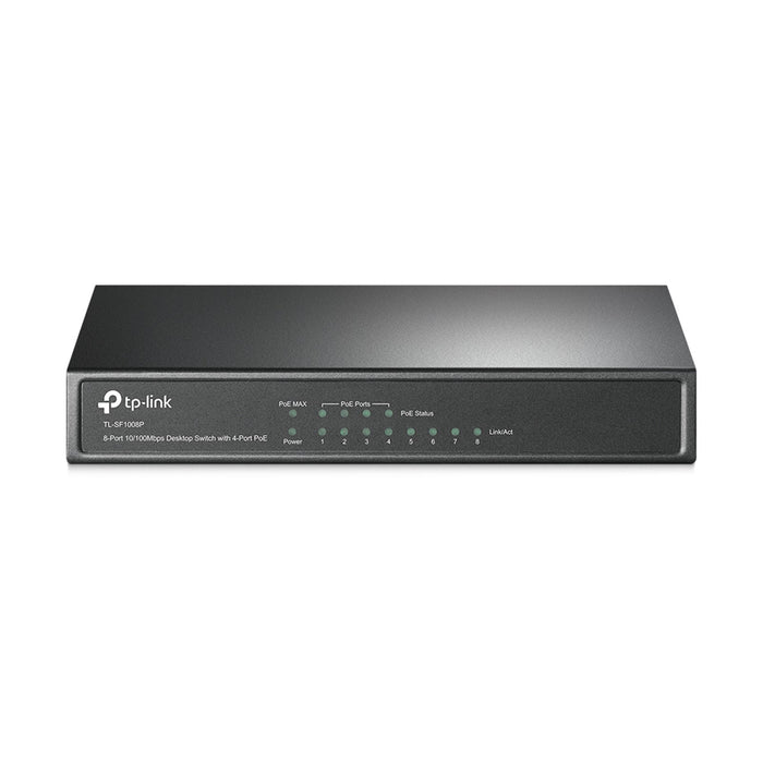 TP-LINK (TL-SF1008P) 8-Port 10/100Mbps Unmanaged Desktop Switch, 4-Port PoE, Steel Case-Switches-Gigante Computers